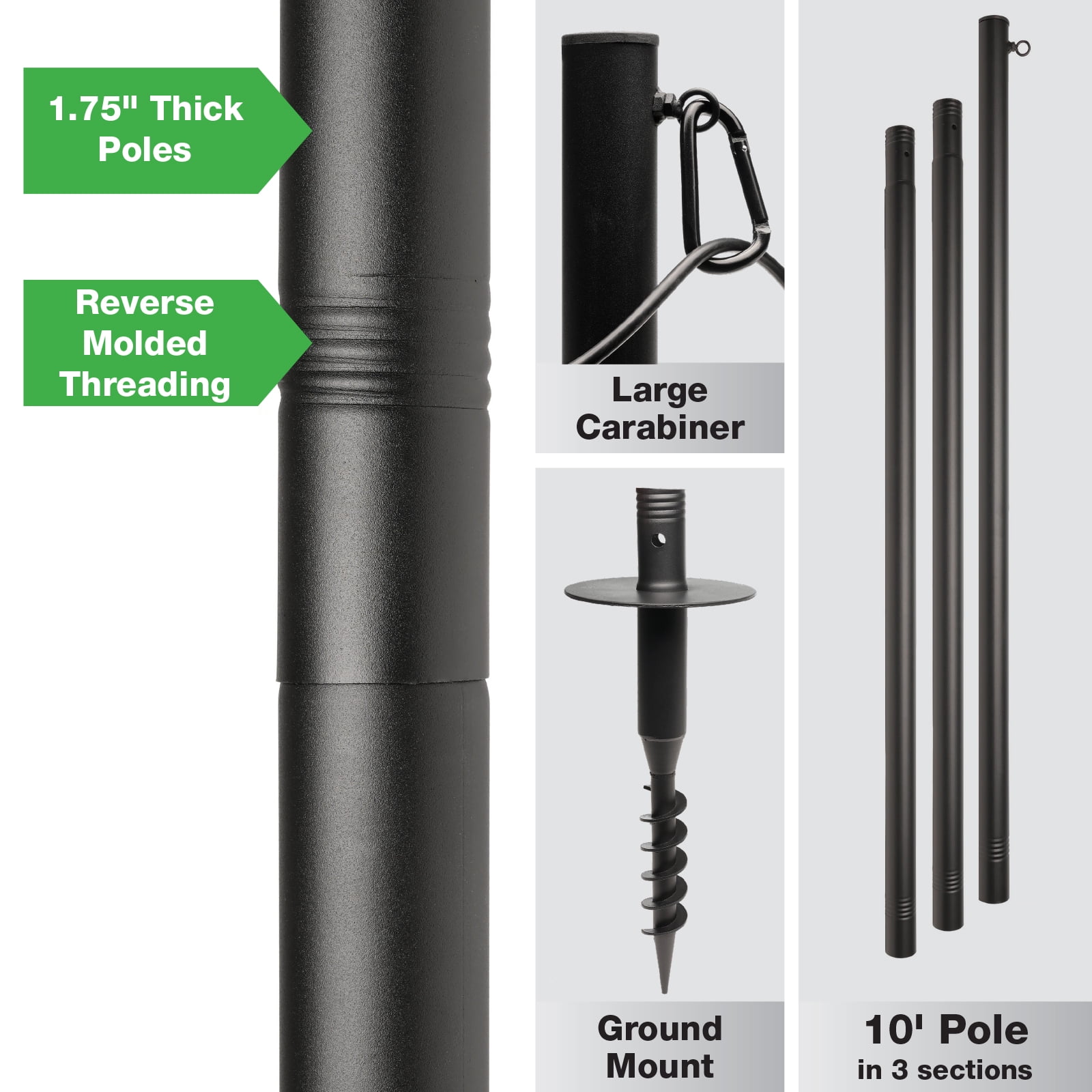 Premium String Light Poles - Extends to 10 Feet – Yard Mount (Grass/Dirt)