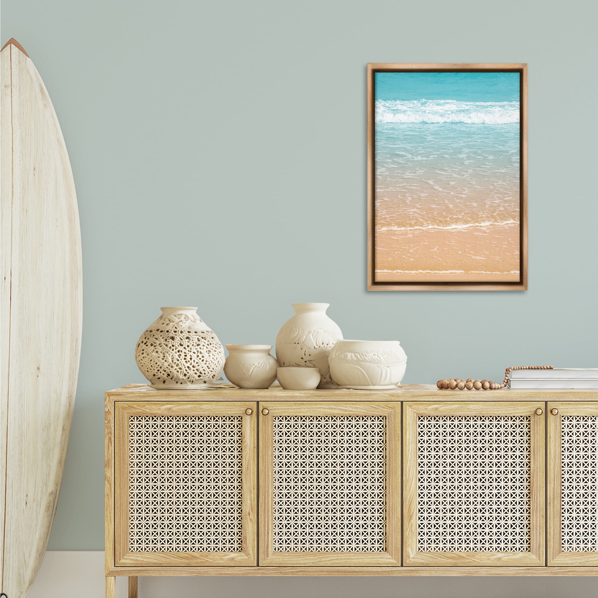 Stupell Industries Clear Summer Waters Nautical & Beach Photography Brown Floater Framed Canvas Art Print Wall Art, 21 x 31