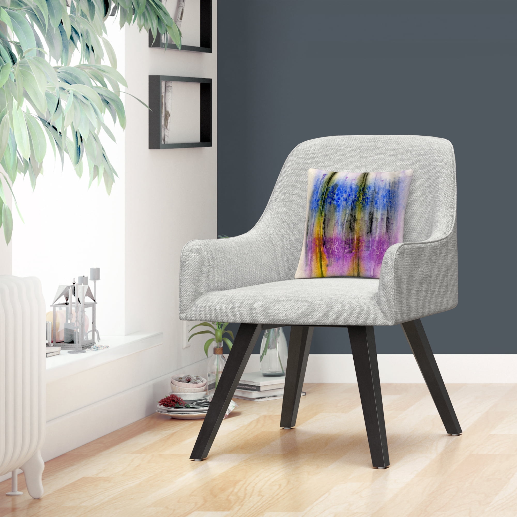 Aural' Colorful Shapes Line Composition By Anthony Sikich 16 X 16 Decorative Throw Pillow