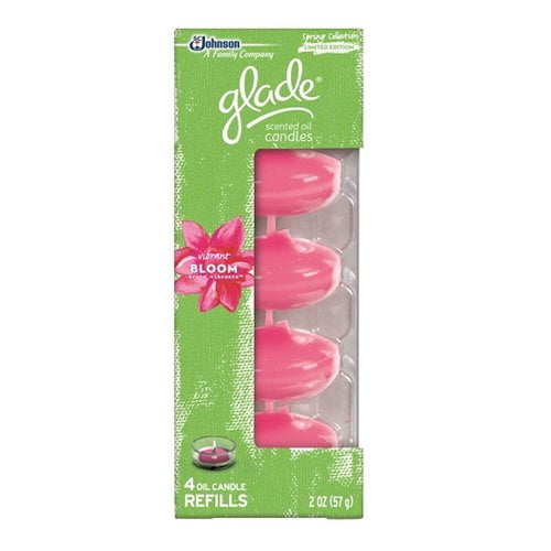 Glade Vibrant Bloom Scented Oil Candle Refills, 2 Oz., 4 Count