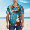 thumbnail image 2 of Disketp Whimsical Cats and Flowers Scene Hawaiian Shirts for Men,Mens Casual Short Sleeve Button Down Shirts Beach Shirt,X-Large, 2 of 7