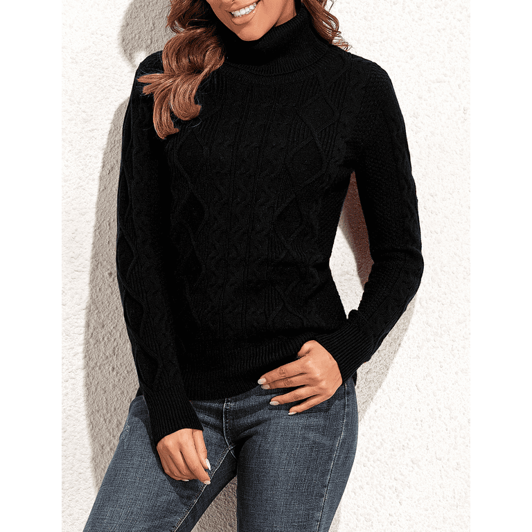 Black turtleneck cheap women's walmart