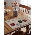 thumbnail image 3 of Christmas Theme Placemats Set of 4, Farmhouse Rustic Ornaments Plaid Balls Cotton Line Stain Resistant Table Mats Washable Holidays Placemat Decoration For Kitchen Dining Table Happy Holidays, 3 of 6