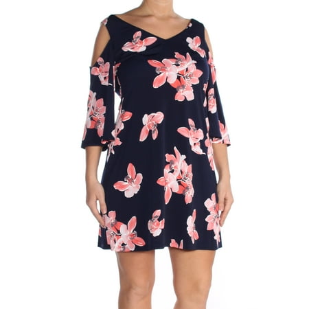 CONNECTED CONNECTED Womens Pink Cold Shoulder Floral CONNECTED CONNECTED Womens Pink Cold Shoulder Floral