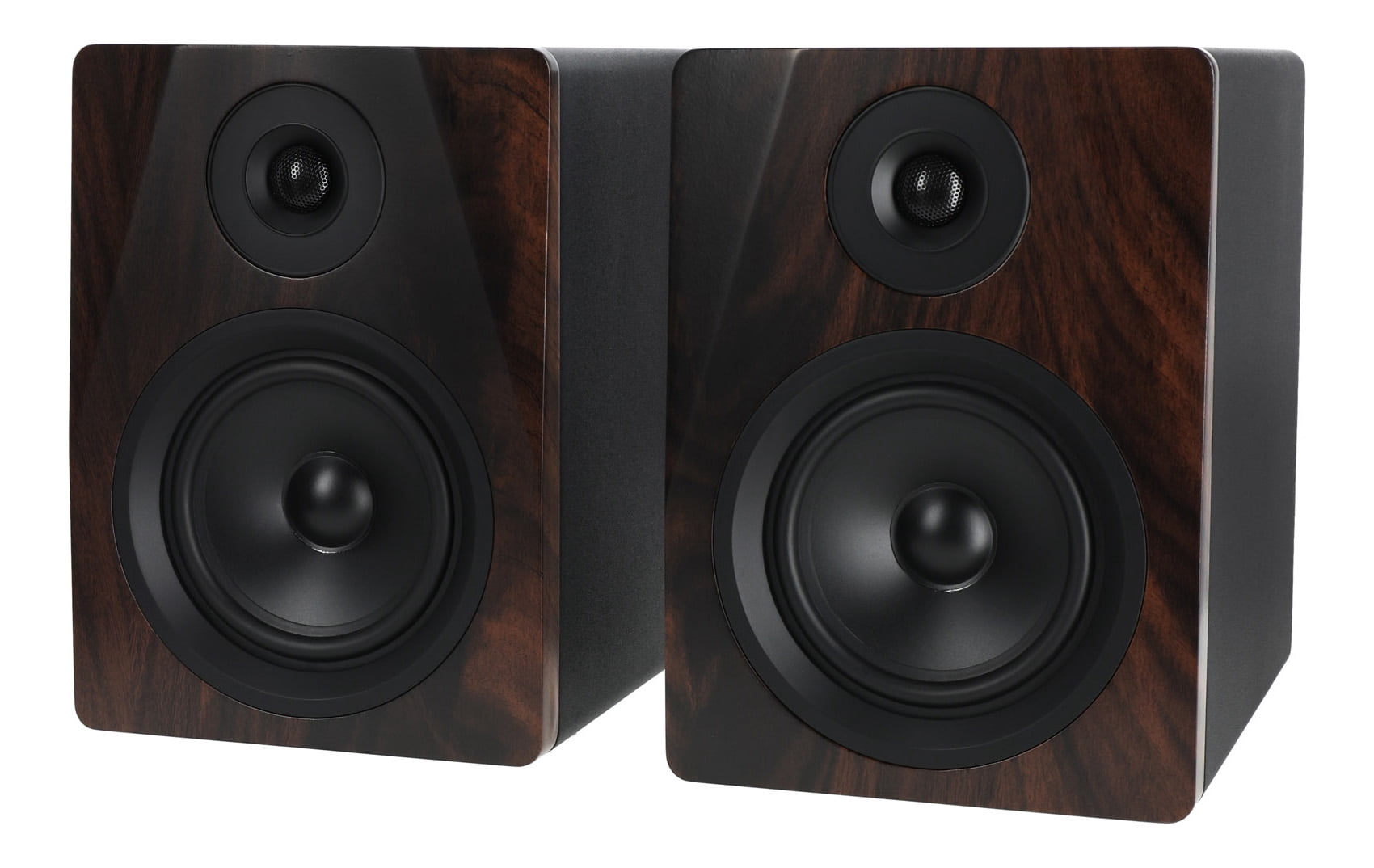 Pair Rockville APM5D 5.25" 250W Active/Powered Dark Wood Studio Monitor Speakers