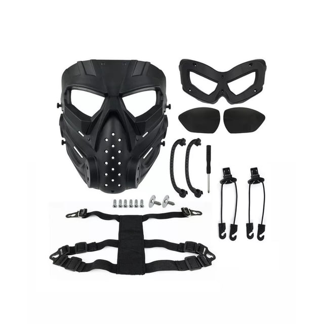Máscara Táctica De Airsoft Para Halloween Negra 19*18 cm