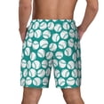 thumbnail image 2 of Lsque Mens Swim Trunks Green Baseball Pattern - Bathing Suit Compression Liner - Beach Swim Shorts Swimwear - (S-3XL) - Stretch Quick Dry -Large, 2 of 9