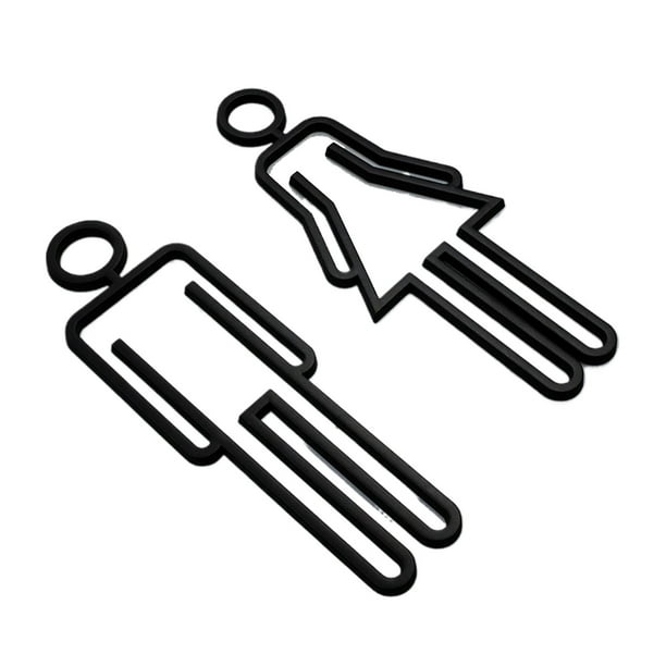 Billuyoard Indicador de símbolo de inodoro acrílico, señal de puerta de baño ligera y notable, práctica y práctica Juegos de accesorios de baño Negro (Tipo 1)