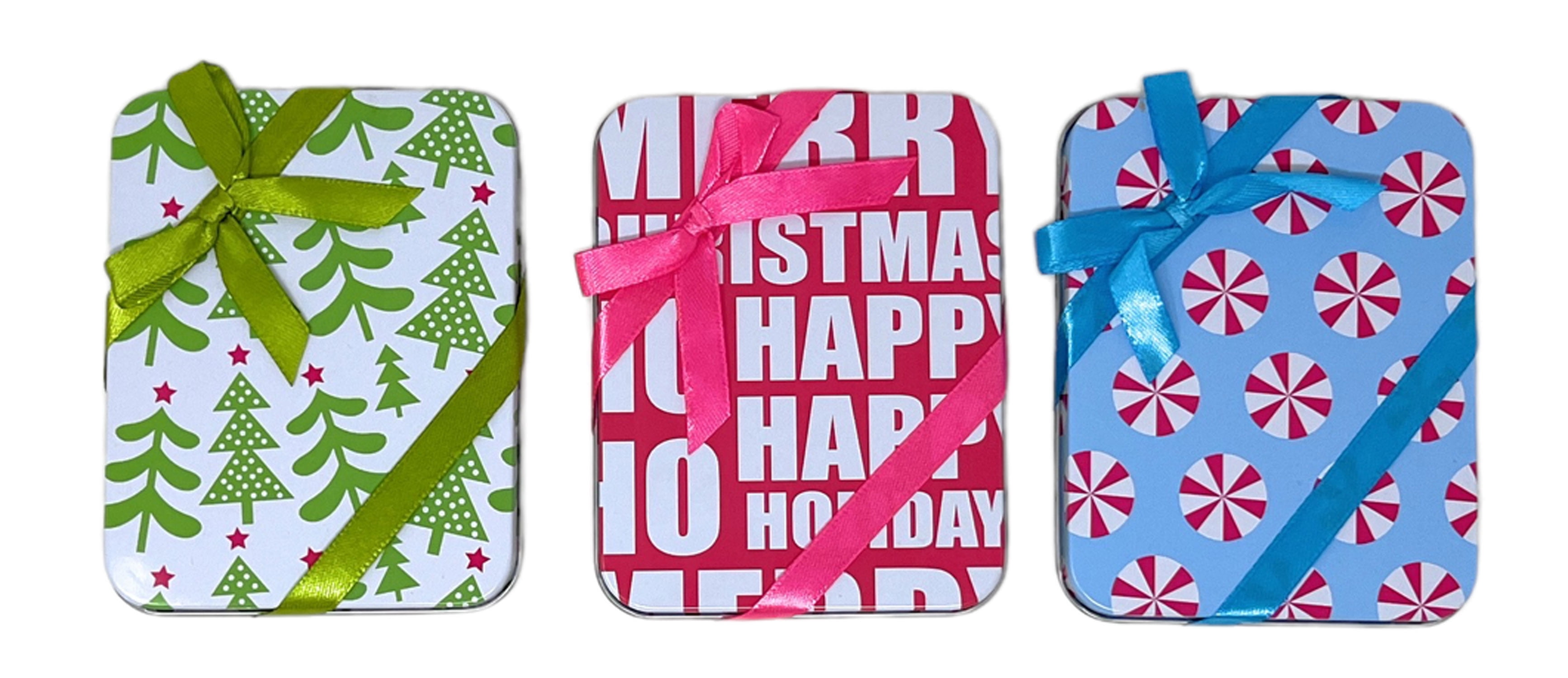 Northeast Home Goods Christmas Holiday Gift Card Tin Box with Bow on Lid, 3Pack