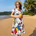 thumbnail image 3 of Lsque Sanrio Print Women's Casual Dress T-Shirt Summer Short Sleeve Scoop Neck Swing Dresses, 3 of 7