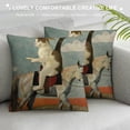thumbnail image 3 of Qinduosi Throw Pillow Cover The Cat Riding a Horse is in The Desert Among Cacti Decorative Pillowcase Square Throw Pillow Case Home Couch Decor Cushion Cover White, 3 of 5