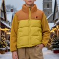 thumbnail image 2 of DJDLJWCJ Boys Puffer Down Vest Stand Collar Thickened Warm Winter Quilted Sleeveless Jackets Color Blocked Full Zipper Vest Yellow Size 3T, 2 of 7