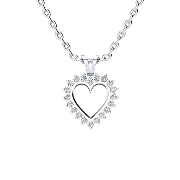 SuperJeweler 1/4 Carat Classic Diamond Heart Necklace In Sterling Silver For Women