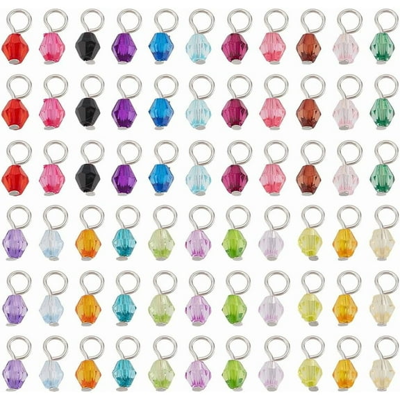 110pcs 22 Colors Crystal Bead Charms 5mm Crystal Dangle Charm Pendants Acrylic Bicone Beads Charms Tiny Bead Dangles for DIY Earring Necklace Bracelet Keychain Jewelry Making