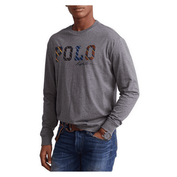 Polo Ralph LaurenClassic-Fit Striped-Logo Jersey T-Shirt, Gray, XXL