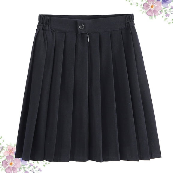 FOLOYORI Navy Blue Polyester Uniform Skirt 1Pcs High Waist Dress Uniform for Girls XL