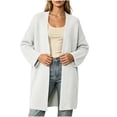 thumbnail image 3 of Otvok Women Textured Rib Knit Open Front Cardigan, Long Drop Shoulder Sleeve Mid Length Loose Knit Sweater Outerwear, 3 of 7