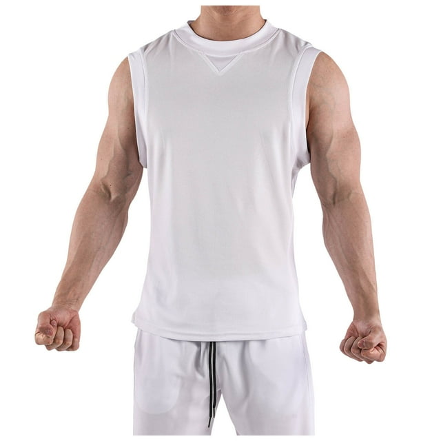 Camiseta sin mangas de entrenamiento para hombre: tejido elástico en 4 direcciones, que absorbe el sudor, camiseta deportiva para gimnasio y playa