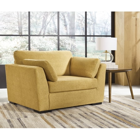 Roundhill Furniture Clareen Upholstered Chair-and-a-Half, Cutler Chair, Sunflower