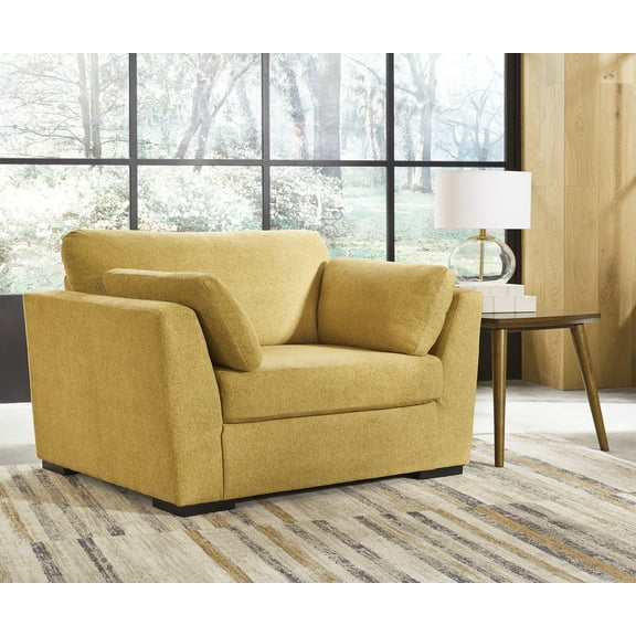 Roundhill Furniture Clareen Upholstered Chair-and-a-Half, Cutler Chair, Sunflower