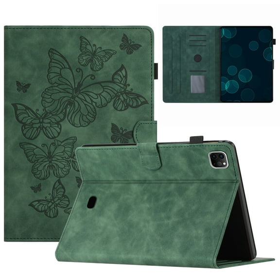 Allytechgroup Slim-Fit iPad Air 11 Case (2024), Butterfly Embossed Flip Case Cover for Apple iPad Air 11-inch – Shockproof, Drop Protective, with Kickstand, Auto Sleep & Wake Features, Green