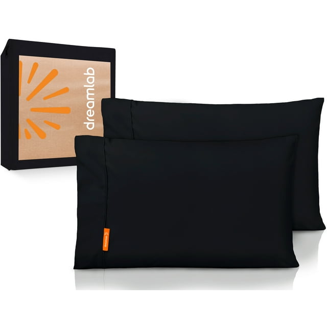 Fundas DE ALMOHADA Dreamlab 2 Pack Premier 1800 Collection DE Microfibra hipoalergénicas tamaño King 51 cm x 101 cm negro