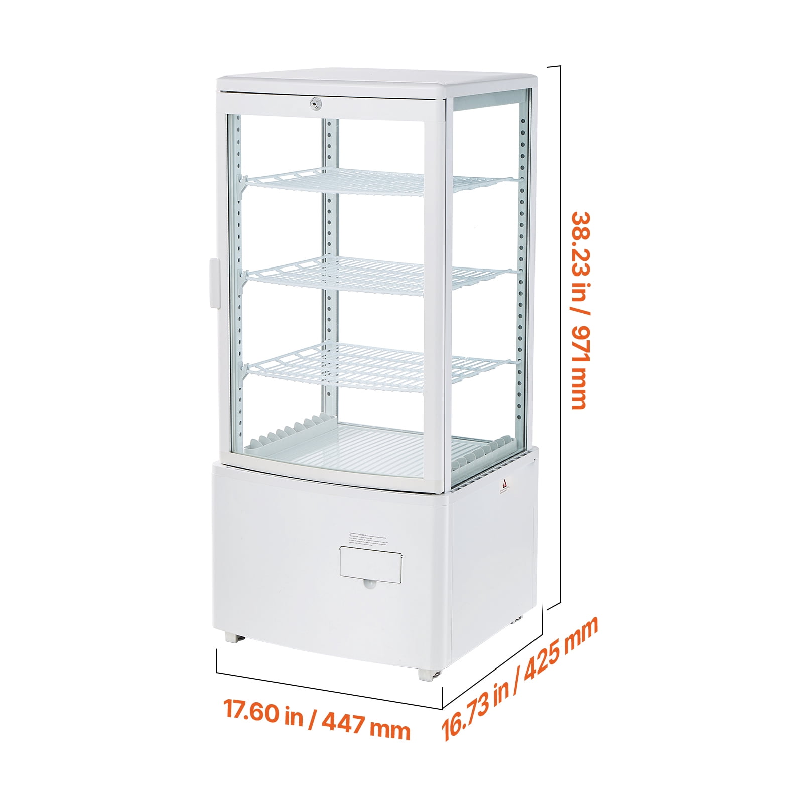 KFFKFF Refrigerated Countertop Display Case, 3 Cu.Ft./85L Capacity, 3-Tier Commercial Pastry Refrigerator with LED Lighting, Efficient Cooling System, Frost-Free Air Circulation, Ideal for Bakeries
