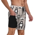 thumbnail image 2 of Kdxio Cartoon Bear Brown Print Men's Swim Trunks with Compression Liner 7 Inch Inseam Quick Dry Swim Shorts, 2 of 7
