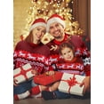 thumbnail image 3 of PULLIMORE Christmas Family Matching Sweaters O-neck Reindeer Knitted Long Sleeve Snowflake Sweater Pullover for Men, 3 of 7