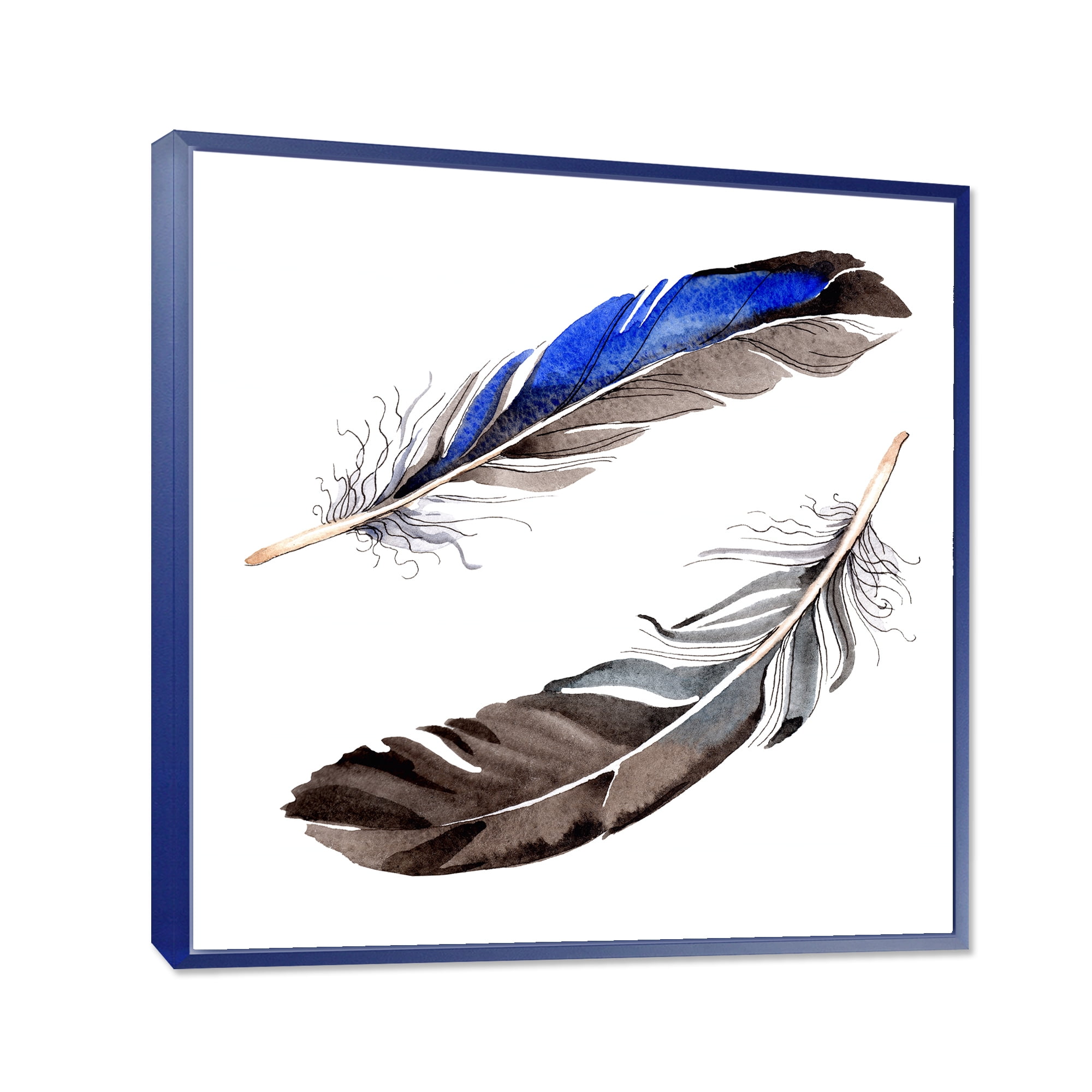 Designart 'Colourful Boho Art Feathers III' Bohemian & Eclectic Framed Canvas Wall Art Print
