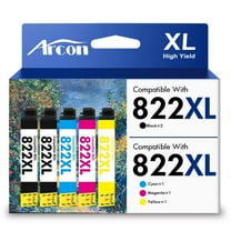 822 XL Ink Cartridges 5 Pack Compatible for Epson 822XL 822 Printer Ink T822 T822XL Combo Pack for WorkForce WF-3820 WF-4820 WF-4830 WF-4833 WF-4834 WF-3823 (2 x Black, Cyan, Magenta, Yellow)