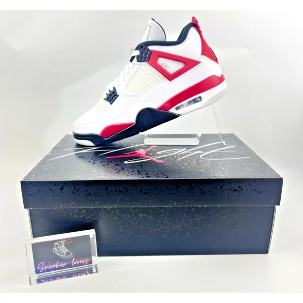 N I-K-E A i r-Jor-dan 4 Retro Red Cement Fire Black Neutral Grey DH6927-161 Men's