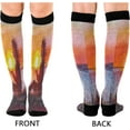 thumbnail image 2 of FREEAMG 1Pair Fashion Print Compression Socks for Women Men,Knee High Stockings for Athletic Sports,Running,Travel, 2 of 7