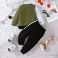 thumbnail image 3 of Gupgi Ensemble 2 Pcs pour Garçons Tout-Petits Automne Manches Longues Col Rond Chandail en Molleton Contrasté Taille Élastique 6M 9M 12M 2T 3T 4T Vêtements pour Garçons, 3 of 8