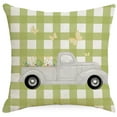 thumbnail image 3 of TIANHAO 4PCS Spring and summer small daisy flower pillow cover green plaid striped home fabric sofa pillow cover, 3 of 5