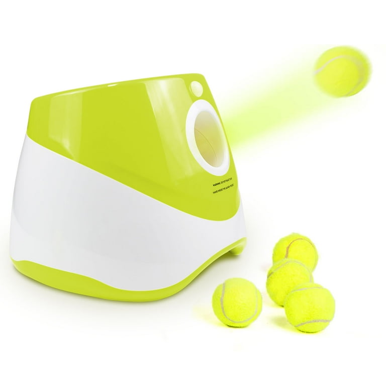 Dog Ball Thrower Launcher Automatic Ball Launcher for Dogs with 12 mini Tennis Balls Thrower Distance 10 30ft interacive Dog Toys Tennis Ball Launcher