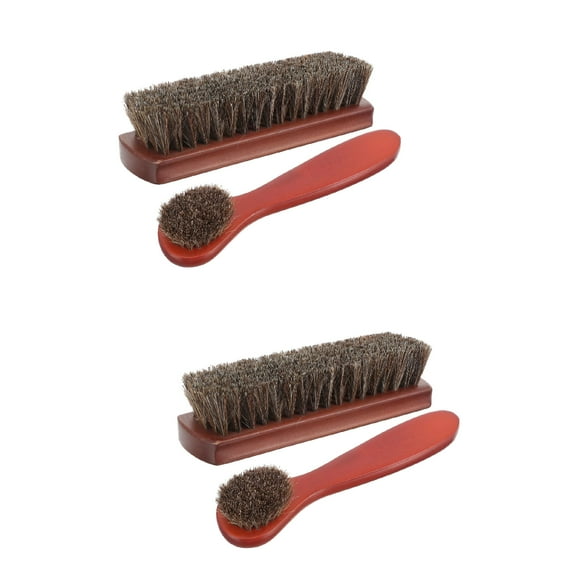 ACDANC 4 Pcs Shoe Brush Shoe Polish Boot Polish Kit Horsehair Brush Car Cleaning Kit Shoes Brush Shoe Cleaner Kit