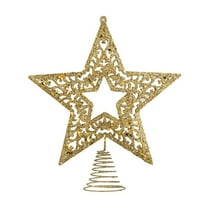 Uutvmp Christmas Tree Topper, Glittered Star with Hollow Design, Tree Topper Star for Mas Tree Decorations Holiday Party Home Indoor Bar Shop Office