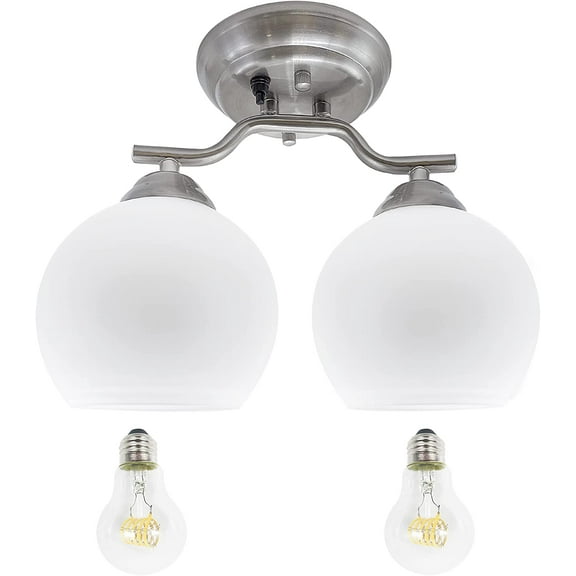 Facon 12V RV Pendant Dining Table Light with Replaceable Bulb (2 X E26 Bulb Included), RV Camper Dinette Light with Glass Shape and Switch, 12Volts Pendant Lamp for Automotive Kitchen Island