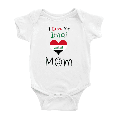 

I Love My Iraqi Mom Cute Baby Romper Bodysuit For Boy Girl (White 0-3 Months)
