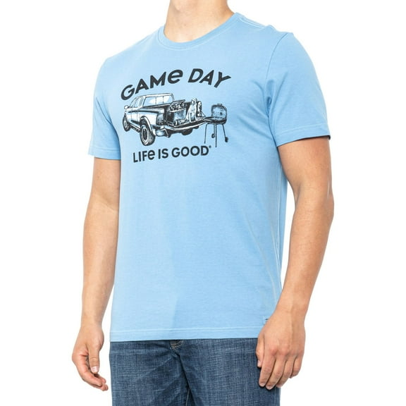 LIFE IS GOOD SHIRT MEN'S - GAME DAY SZ MEDIUM BLUE - TEE CREWNECK