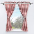 thumbnail image 1 of Set of 2 Blackout Curtains Perforated with 2 Plaid Window Decorations for Interior Bedroom Red H/W 120/80cm, 1 of 4