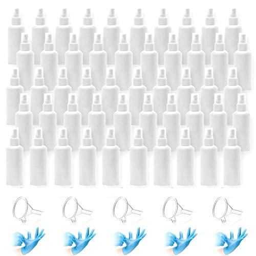 50PCS 30ml White Plastic Spray Mist Bottles Reusable Fine Mist Spray Bottles Pipette Atomiser Liquid Container for Essential Oils, Travel, Perfumes