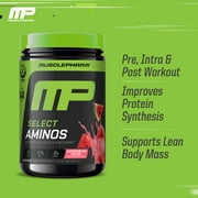 Muscle Pharm Select Aminos -EAA + BCAAs, Post Workout Essential Amino Acids Powder, Pre Workout Energy Supplement for Men & Women with Branched Chain Amino Acids, 30 Servings, Watermelon Crush