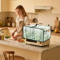 thumbnail image 3 of Renewold Small Appliance Cover for Toaster Oven with Accessory Pockets Stain-Resistant Dust-Proof Microwave Oven Small Appliance Cover Case, 22.5 x 18.5 x 13 Inches, Leaf Green White, 3 of 7