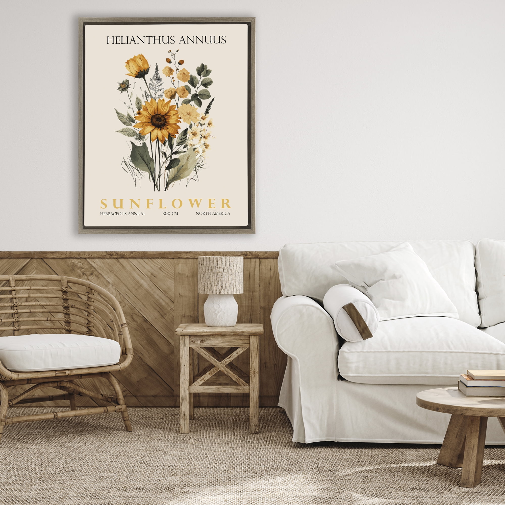 Stupell Industries Natural Sunflower Bundle Brown Framed Floater Canvas Wall Art, design by Christopher Giampietro