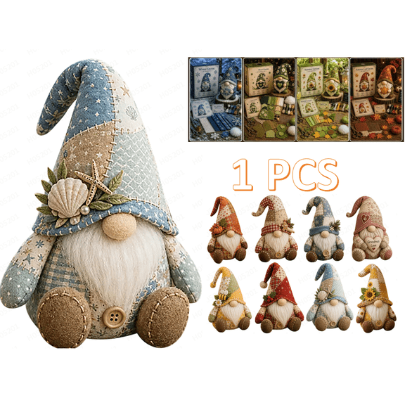 Handcrafted Felt Gnome Sewing Kit – Spring,Summer,Autumn,Winter Edition, Fun Felt Gnome Sewing Patchwork Kit, Fabric Full Supplies DIY Craft Set for Beginner Crafters, Home Decor Gift