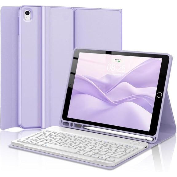 Rechargeable magnetic keyboard case with pen slot fits iPad 7/8/9 Gen 10.2", Pro 10.5", Air 3