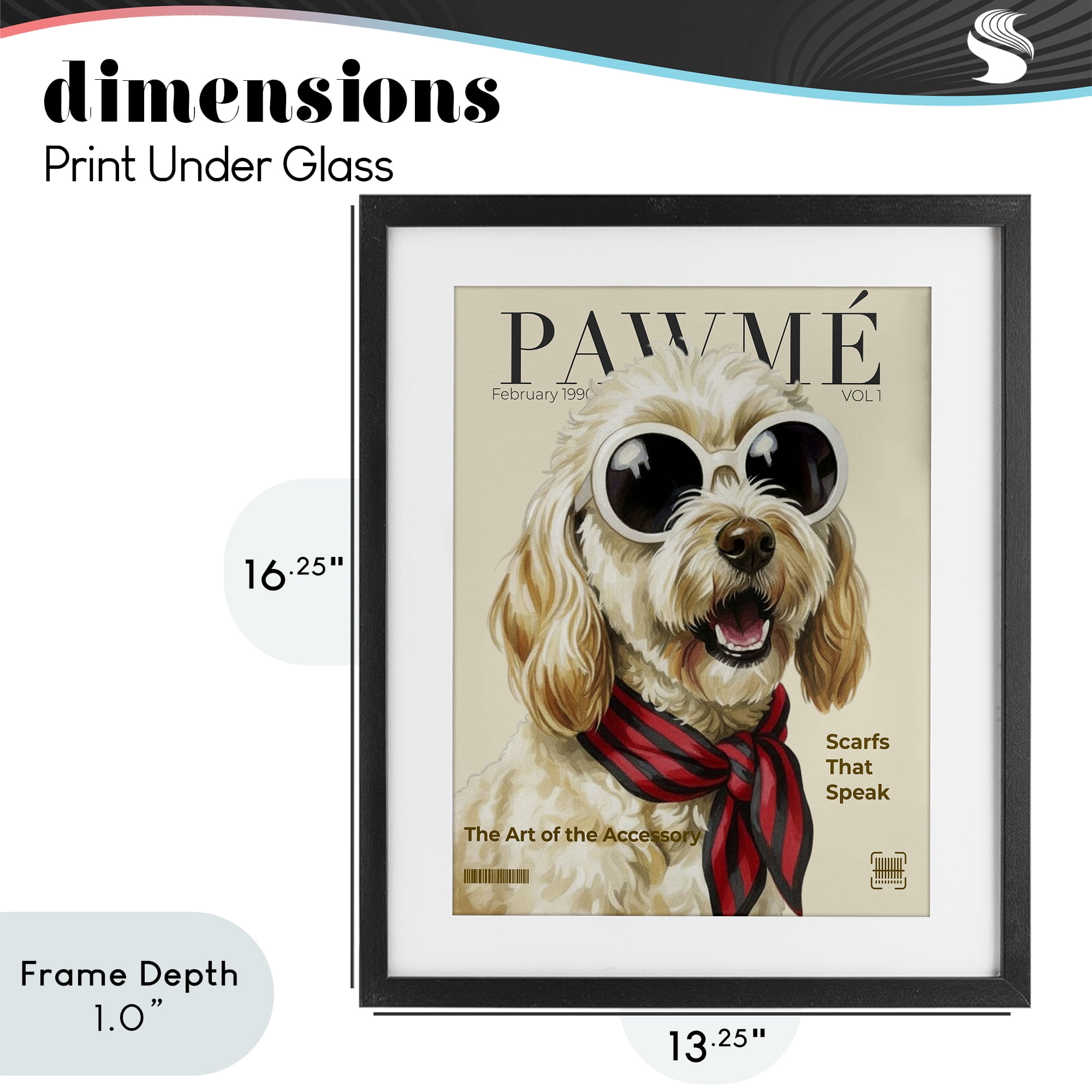 Stupell Industries Pawme Dog Fashion Magazine Black Framed Print Under Glass, design by A Barefoot Stylist