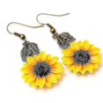 thumbnail image 4 of Sunflower Drop Earrings, Yellow Flower Drop Earrings, Jewelry Yellow Sunflower, Wedding Earrings, Tz------Product code 76406, 4 of 4